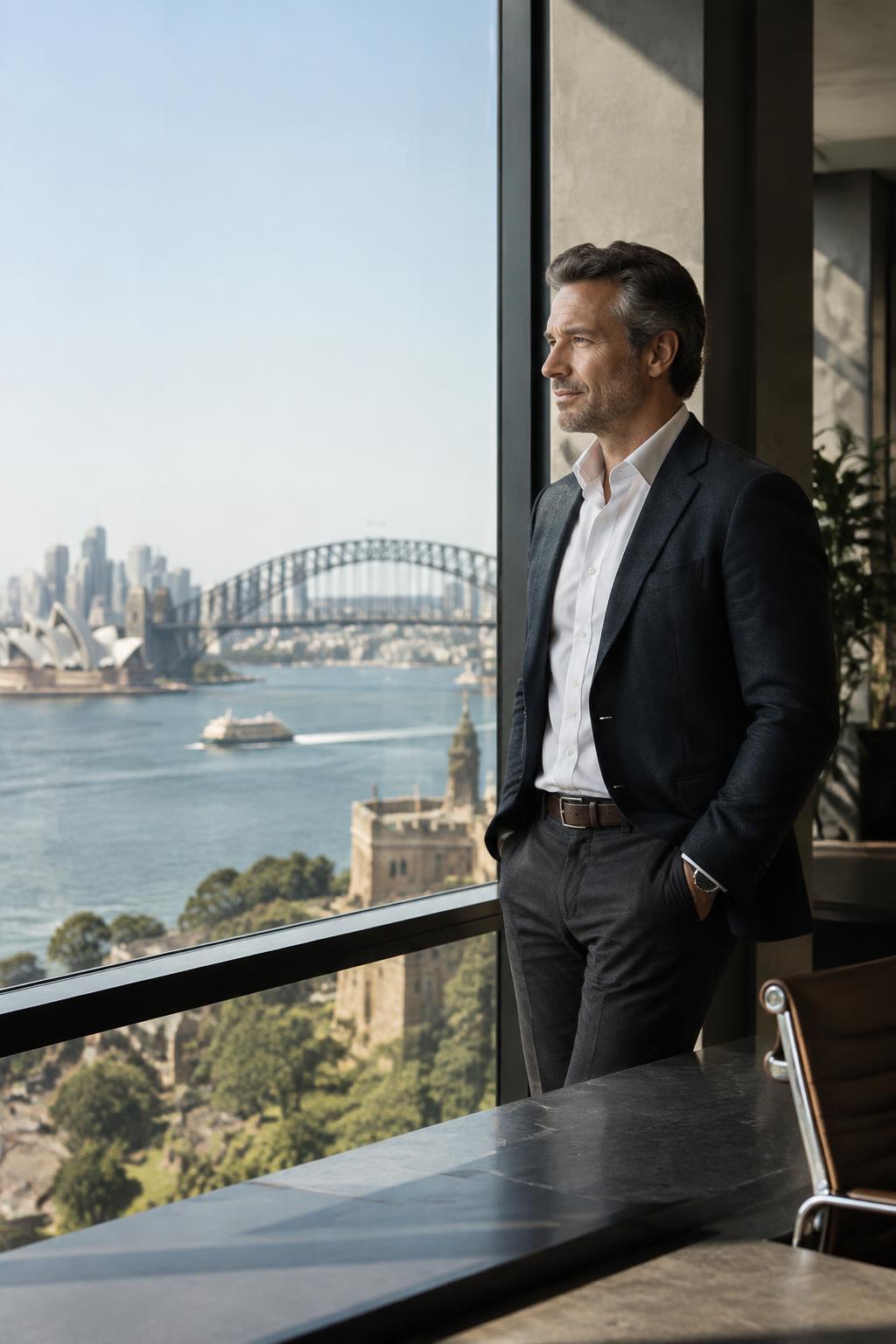 Business owner taking a strategic view of his company